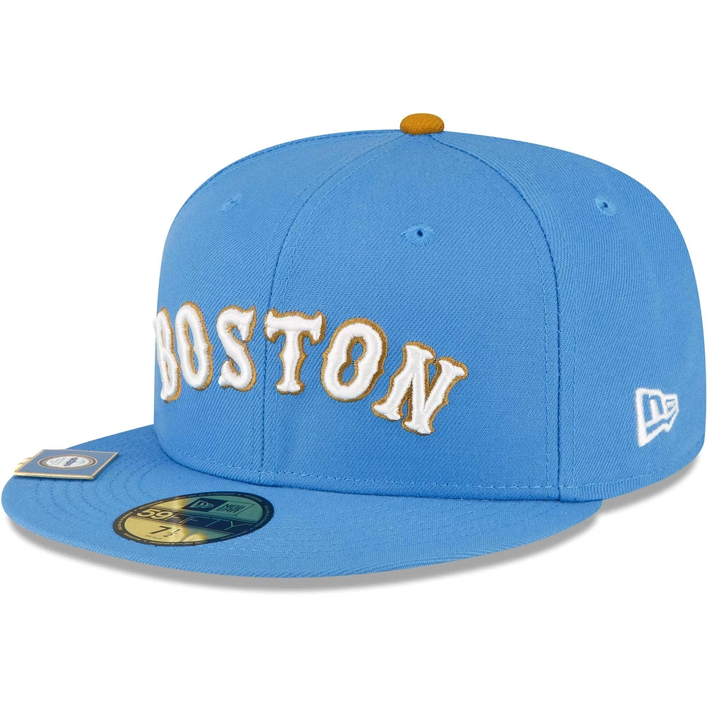 Casquette ajustée 59FIFTY New Era pour hommes, bleu clair, Boston Red Sox City Flag