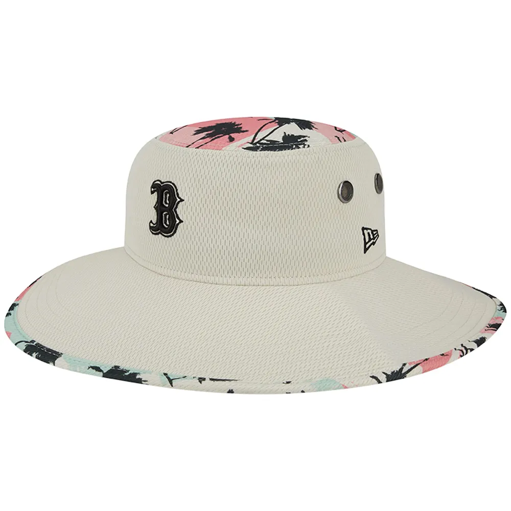 Men's New Era Natural Boston Red Sox Retro Beachin' Bucket Hat