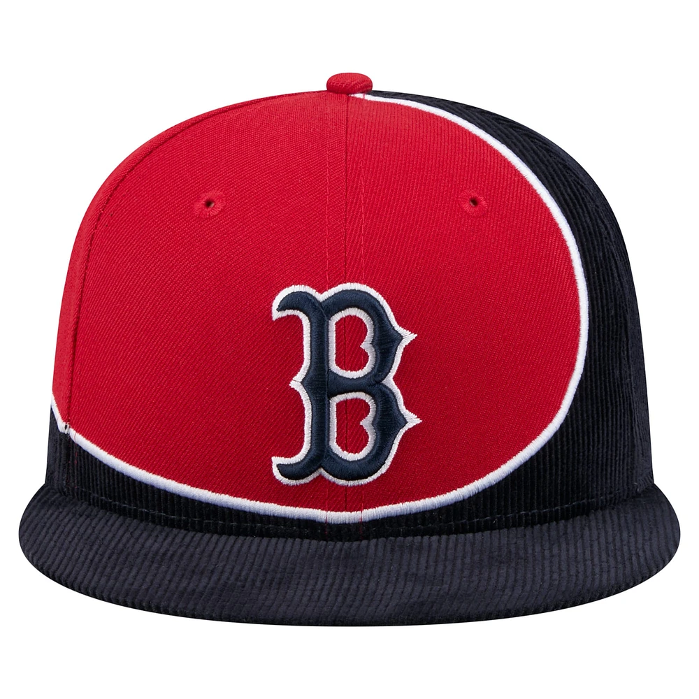 Casquette snapback rétro en velours côtelé New Era bleu marine/rouge Boston Red Sox pour homme