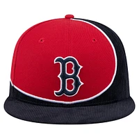 Casquette snapback rétro en velours côtelé New Era bleu marine/rouge Boston Red Sox pour homme