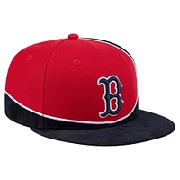 Casquette snapback rétro en velours côtelé New Era bleu marine/rouge Boston Red Sox pour homme