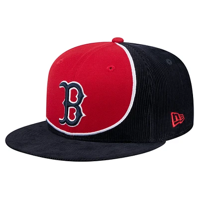 Casquette snapback rétro en velours côtelé New Era bleu marine/rouge Boston Red Sox pour homme