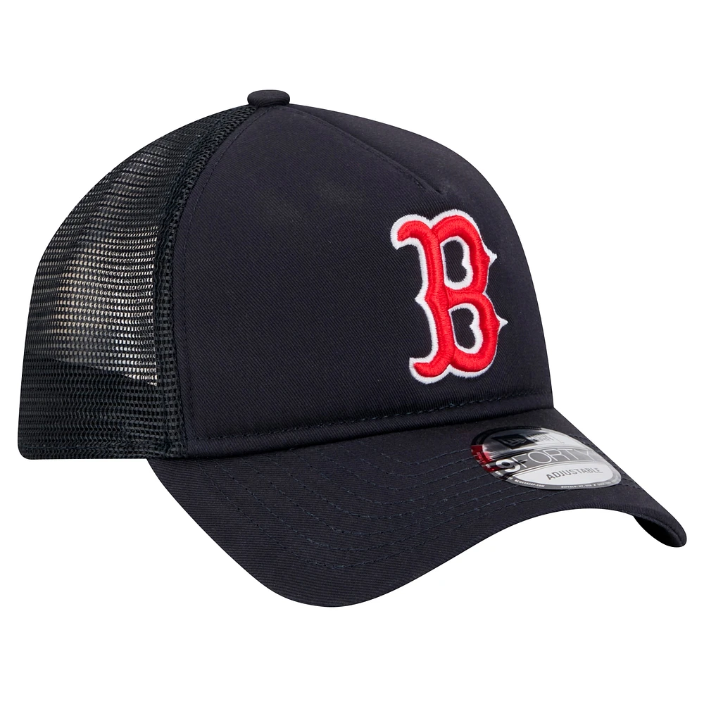 Casquette ajustable New Era 9FORTY A-Frame Trucker bleu marine pour homme Boston Red Sox