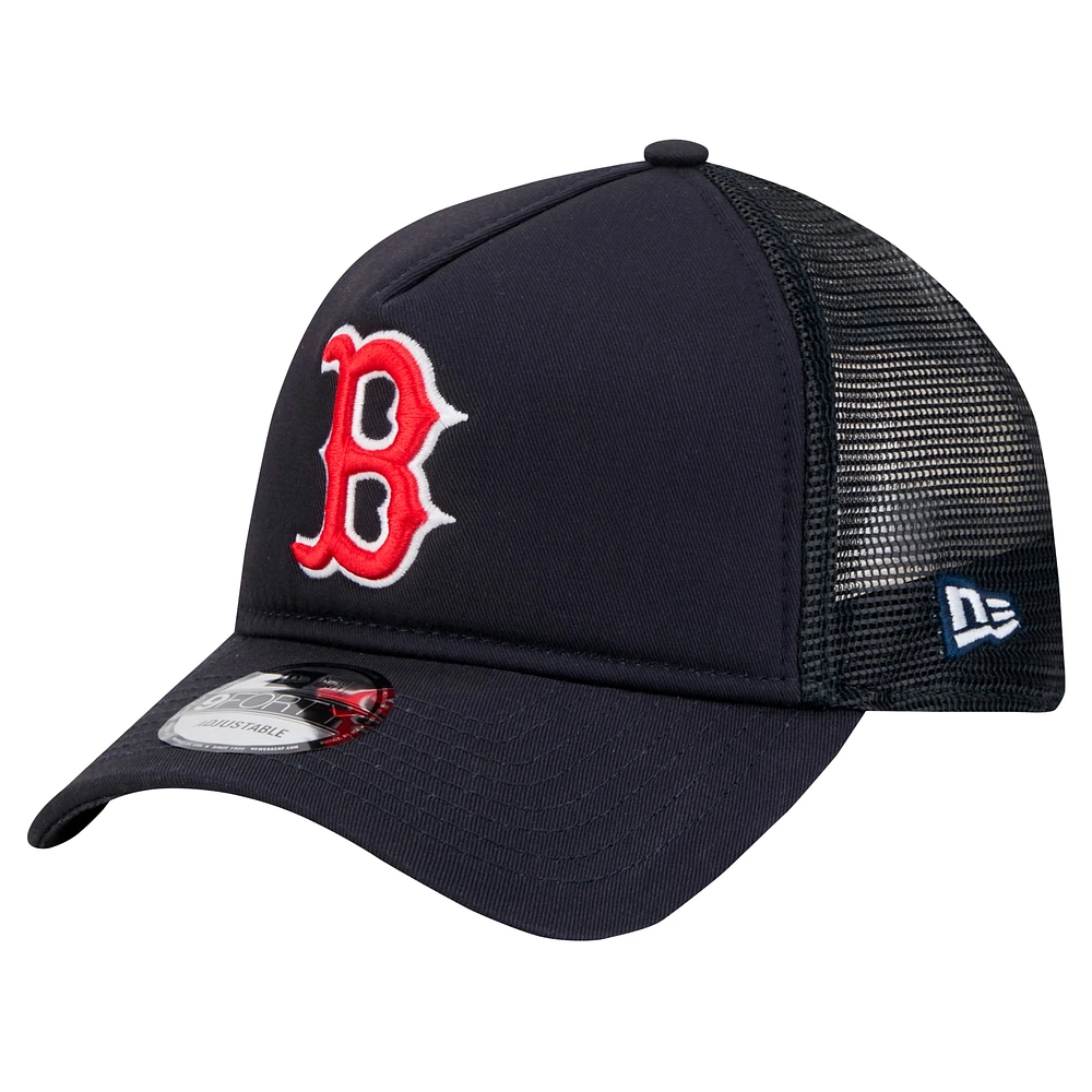 Casquette ajustable New Era 9FORTY A-Frame Trucker bleu marine pour homme Boston Red Sox