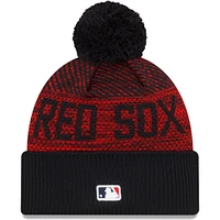 Bonnet en tricot à revers avec pompon Boston Red Sox Authentic Collection New Era pour homme, bleu marine