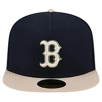 Men's New Era Navy Boston Red Sox Canvas A-Frame 59FIFTY Fitted Hat