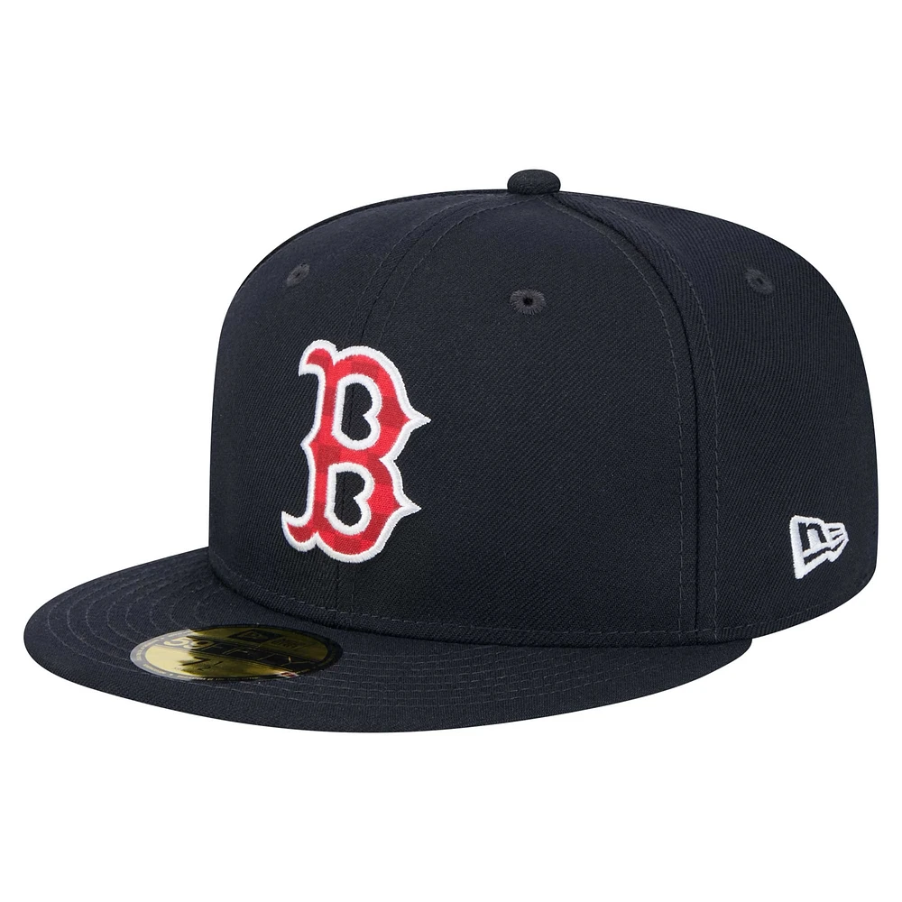 Men's New Era Navy Boston Red Sox Checkered Undervisor 59FIFTY Fitted Hat