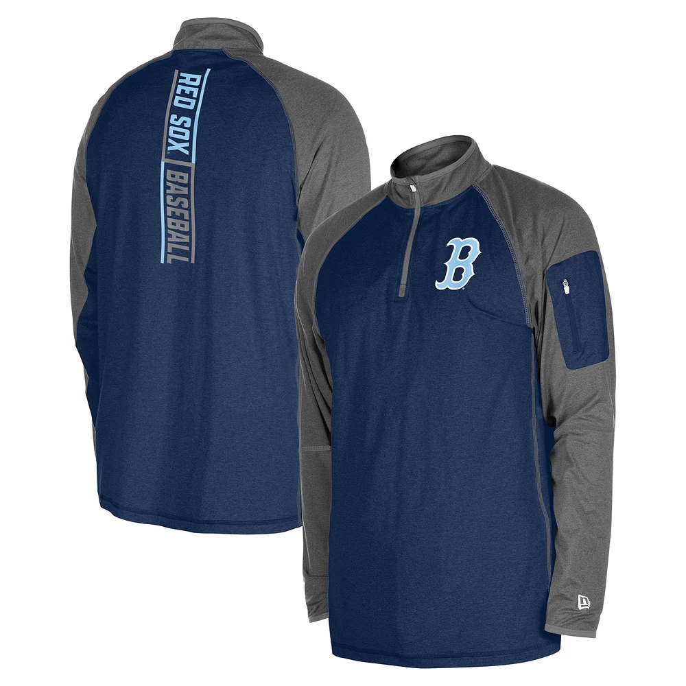 Haut raglan à quart de zip bleu marine New Era pour hommes des Red Sox Boston la fête pères