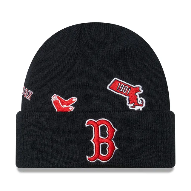 Men's Fanatics Branded Navy/Red Boston Red Sox League Logo Cuffed Knit Hat with Pom