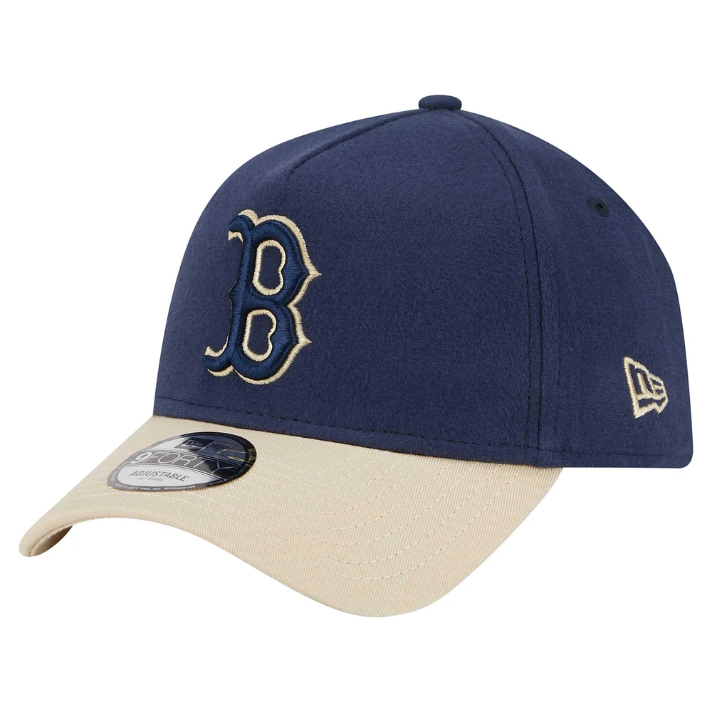 Casquette ajustable A-Frame 9FORTY en moleskine bleu marine pour homme de New Era Boston Red Sox