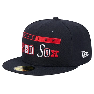 Casquette ajustée Ransom 59FIFTY Boston Red Sox bleu marine New Era pour homme