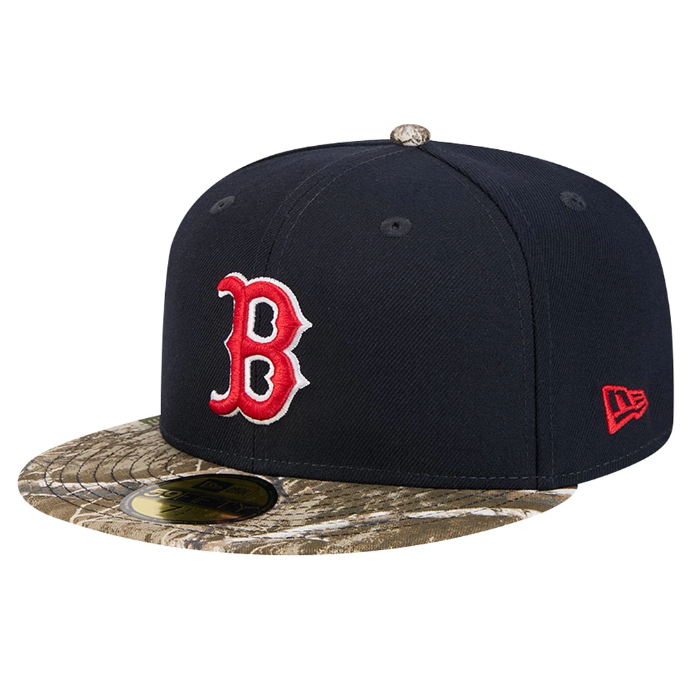 Men's New Era Navy Boston Red Sox Realtree Camo 59FIFTY Fitted Hat