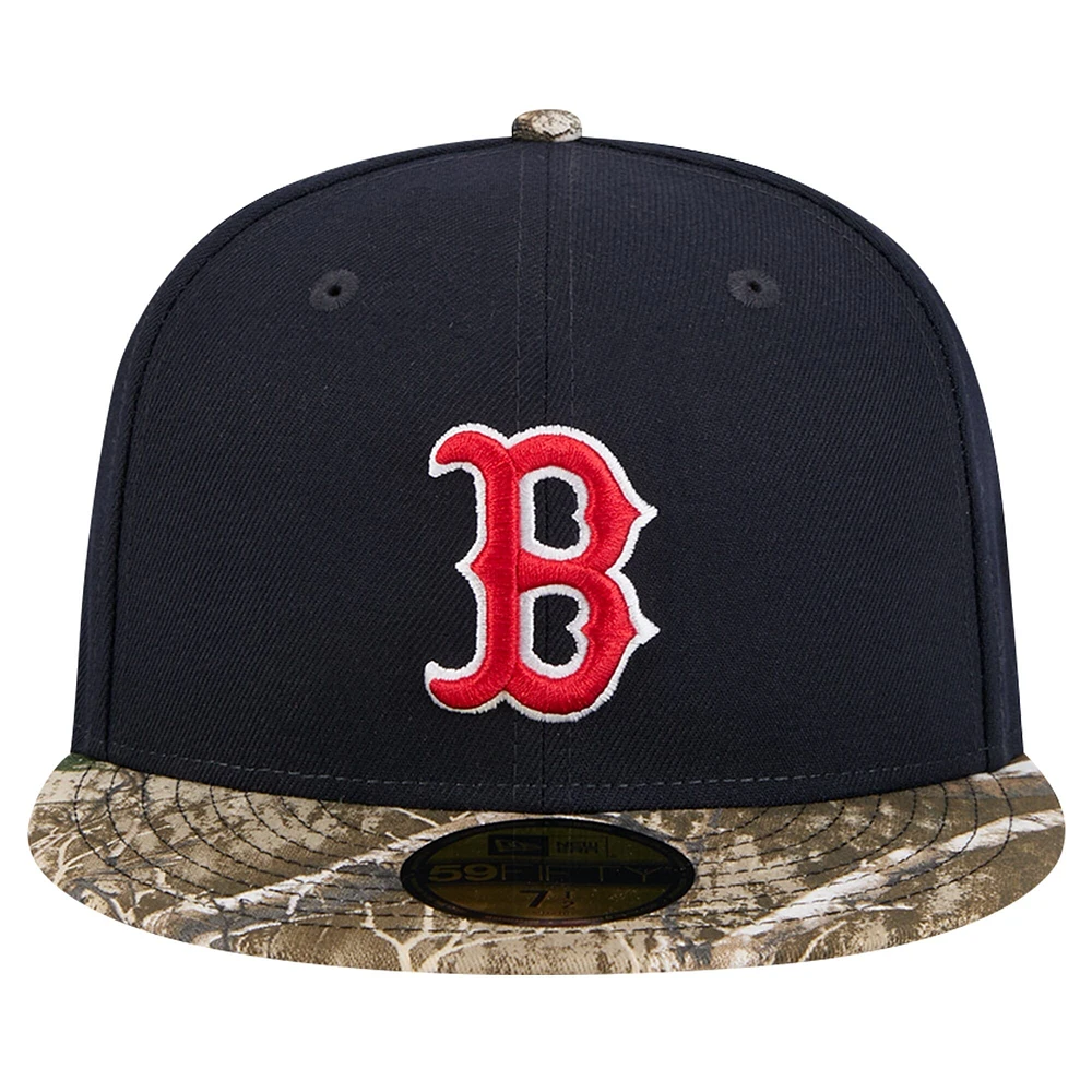 Men's New Era Navy Boston Red Sox Realtree Camo 59FIFTY Fitted Hat