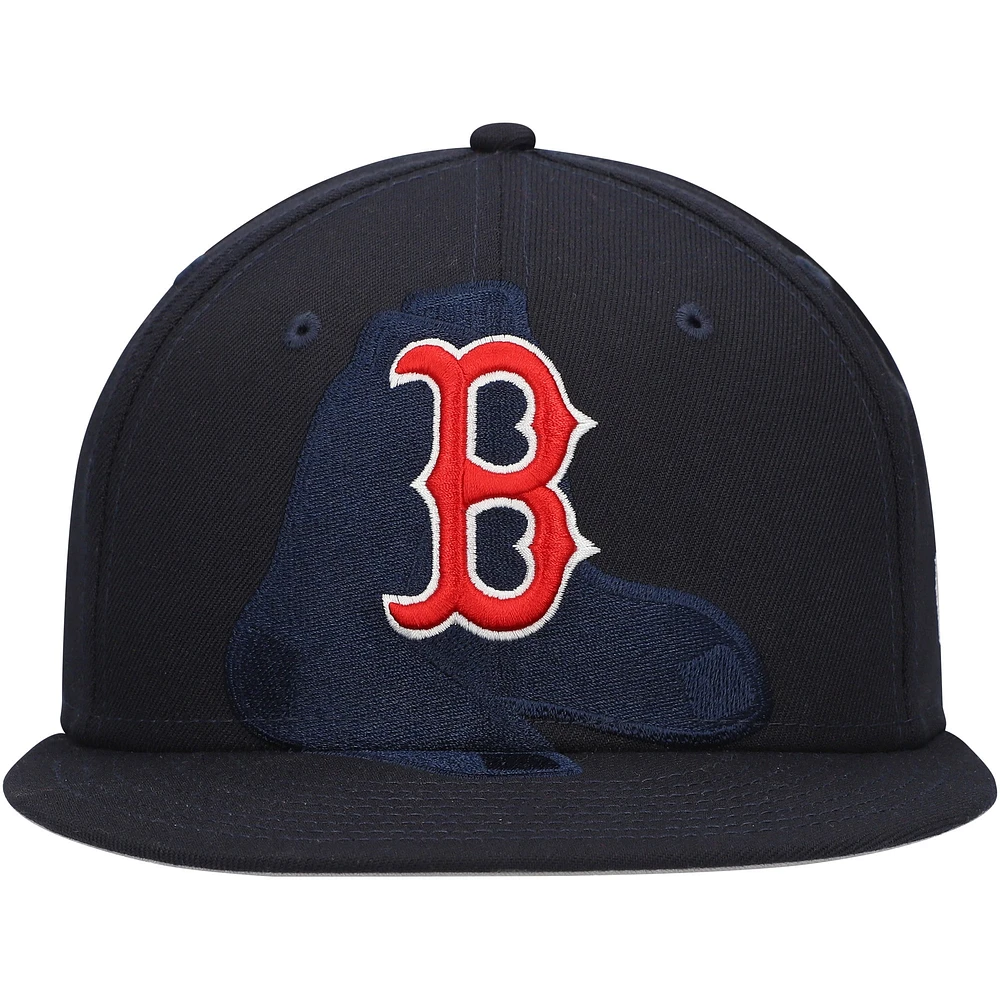 Casquette ajustée 59FIFTY New Era pour hommes, bleu marine, Boston Red Sox Shadow Logo