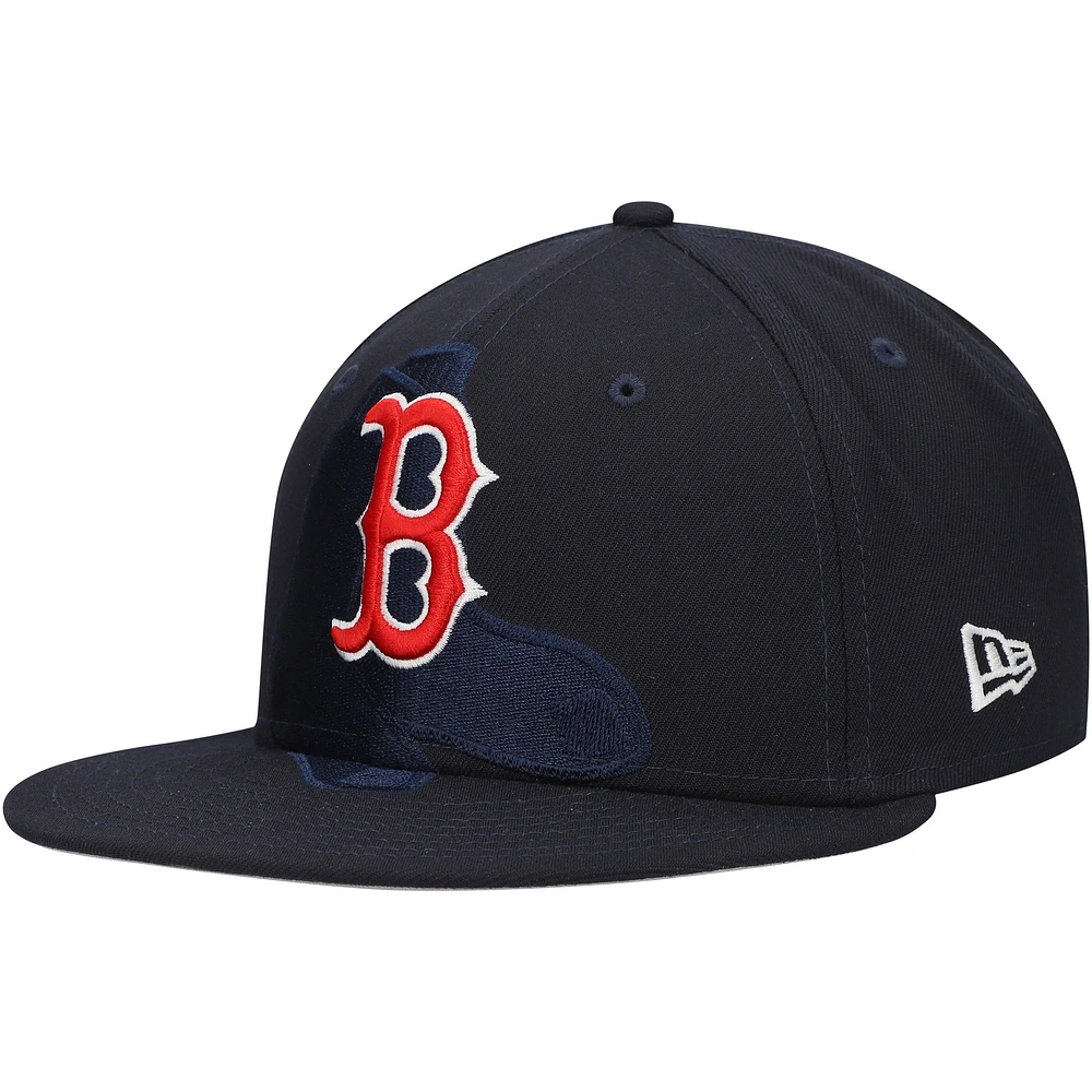 Casquette ajustée 59FIFTY New Era pour hommes, bleu marine, Boston Red Sox Shadow Logo