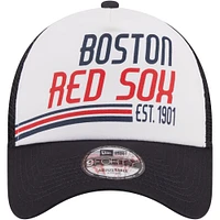 Men's New Era Navy Boston Red Sox Stacked 9FORTY Trucker Adjustable Hat