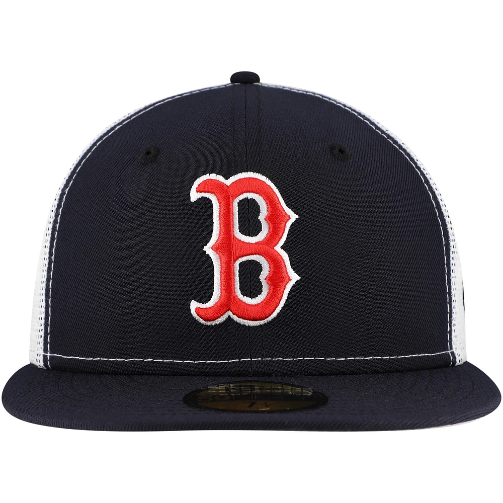 Men's New Era Navy Boston Red Sox Team Color 59FIFTY Trucker Fitted Hat