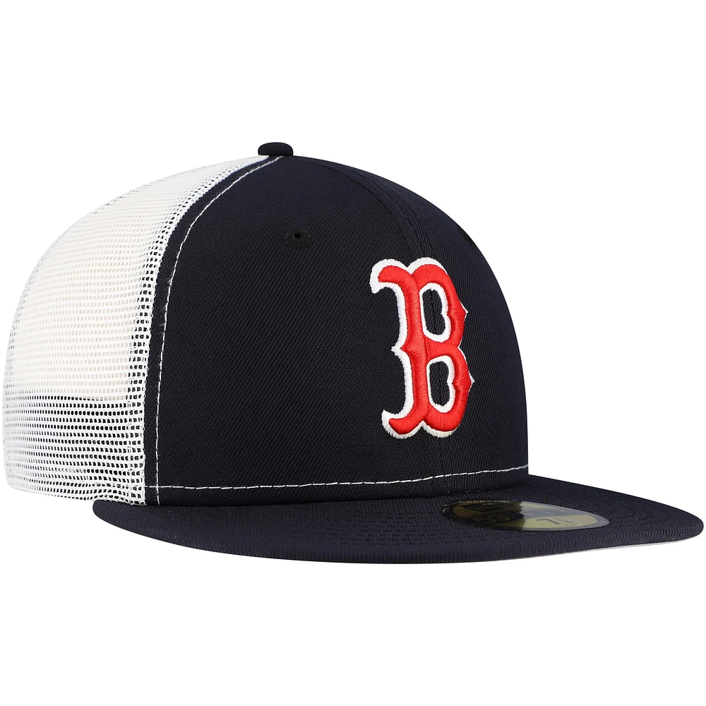 Men's New Era Navy Boston Red Sox Team Color 59FIFTY Trucker Fitted Hat