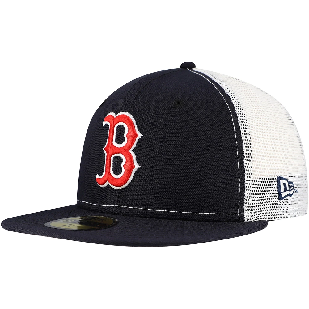 Men's New Era Navy Boston Red Sox Team Color 59FIFTY Trucker Fitted Hat