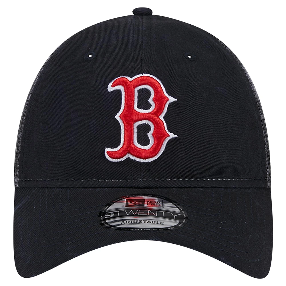 Men's New Era Navy Boston Red Sox Team Slick Trucker 9TWENTY Adjustable Hat