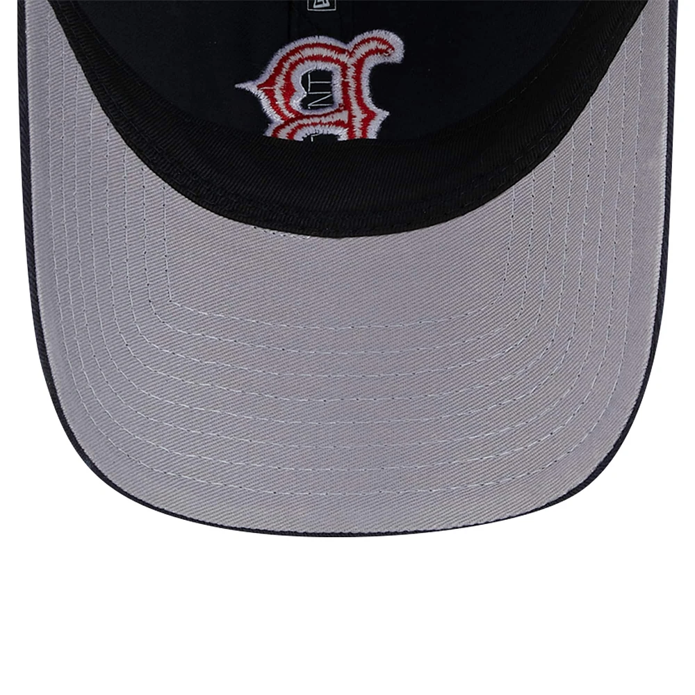 Men's New Era Navy Boston Red Sox Team Slick Trucker 9TWENTY Adjustable Hat