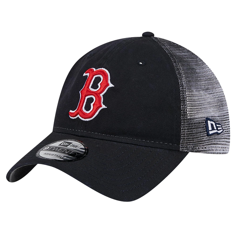 Men's New Era Navy Boston Red Sox Team Slick Trucker 9TWENTY Adjustable Hat