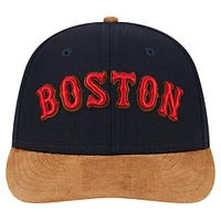 Men's New Era Navy Boston Red Sox Team Suede Visor Low Profile 59FIFTY Fitted Hat