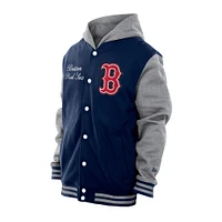 Men's New Era Navy Boston Red Sox Throwback Prep Full-Snap Hoodie Jacket
