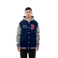 Men's New Era Navy Boston Red Sox Throwback Prep Full-Snap Hoodie Jacket