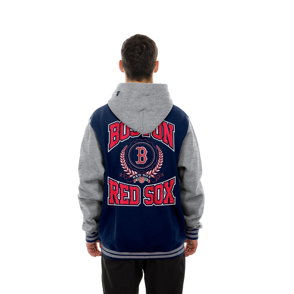 Men's New Era Navy Boston Red Sox Throwback Prep Full-Snap Hoodie Jacket