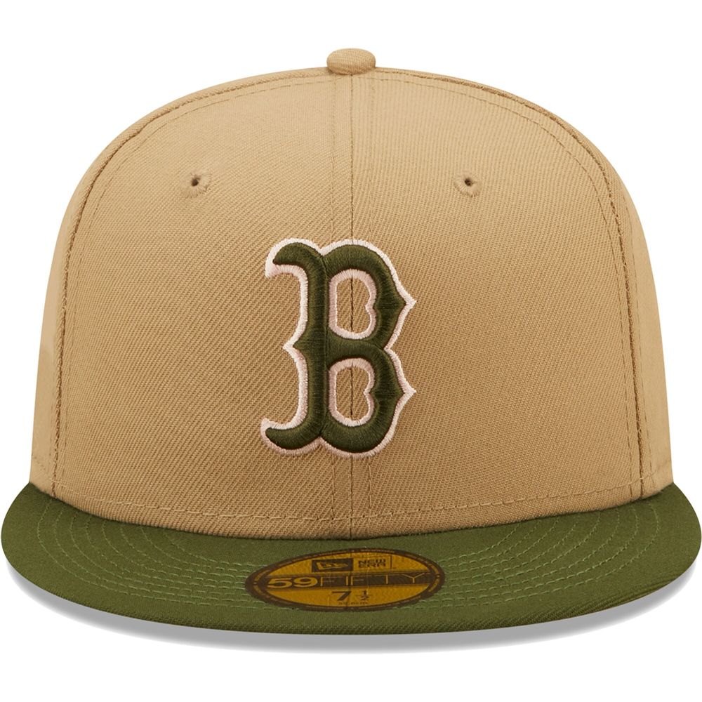 Men's New Era Khaki/Olive Boston Red Sox Pink Undervisor 59FIFTY Fitted Hat