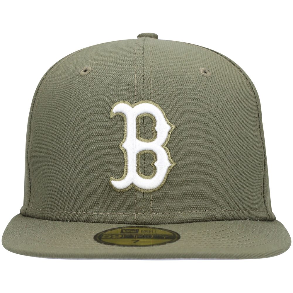 Men's New Era Olive Boston Red Sox White Logo 59FIFTY Fitted Hat