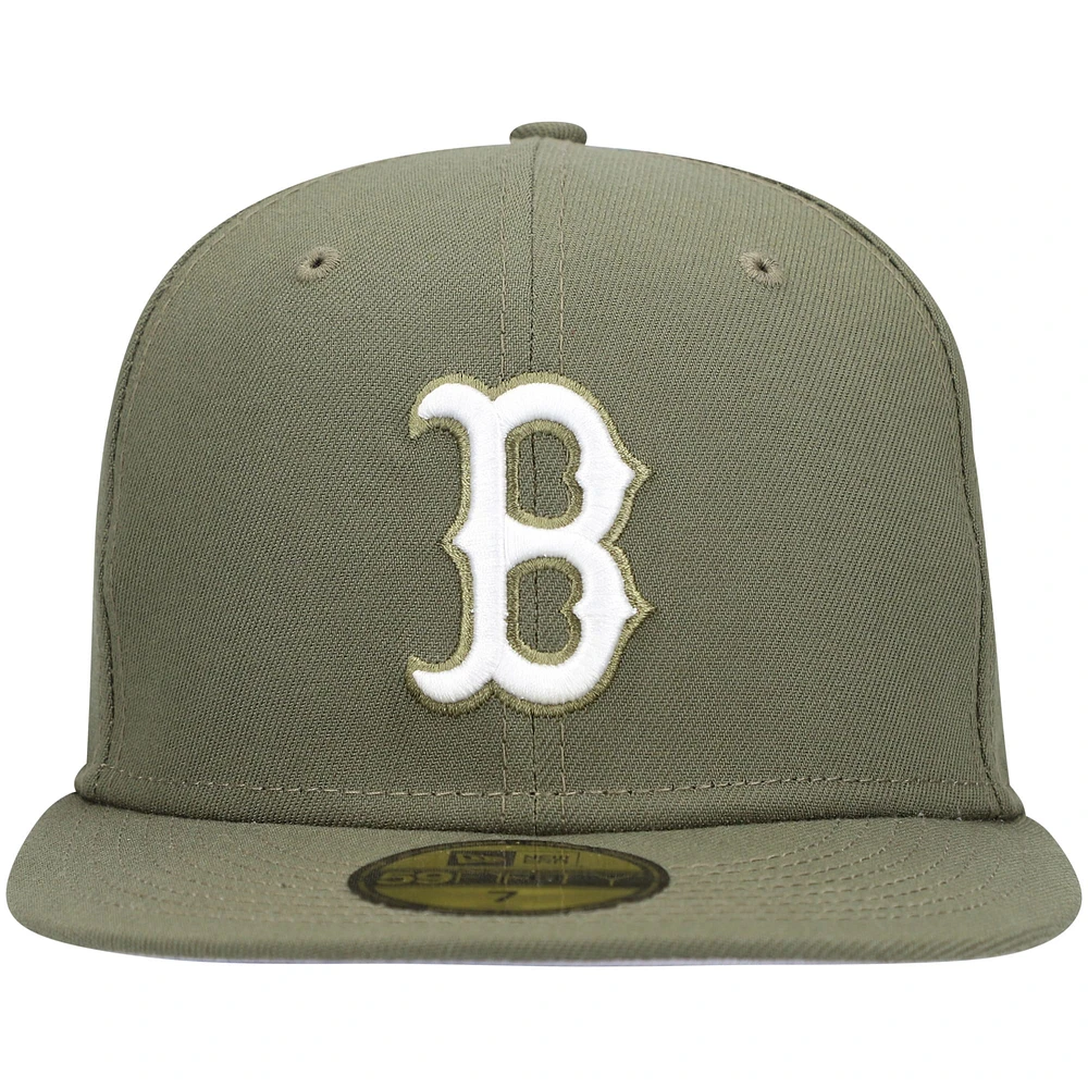 Casquette ajustée 59FIFTY blanche avec logo Boston Red Sox New Era pour homme