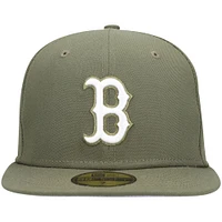 Casquette ajustée 59FIFTY blanche avec logo Boston Red Sox New Era pour homme