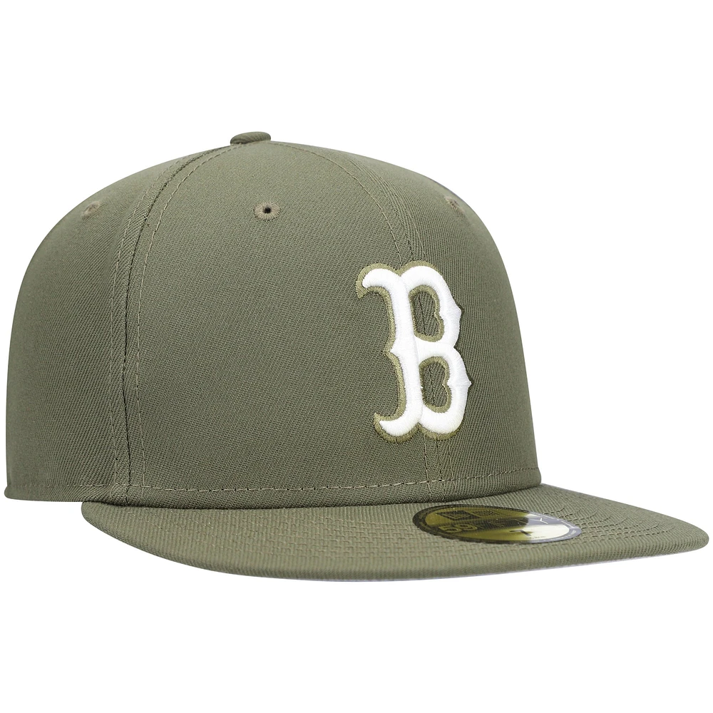 Casquette ajustée 59FIFTY blanche avec logo Boston Red Sox New Era pour homme