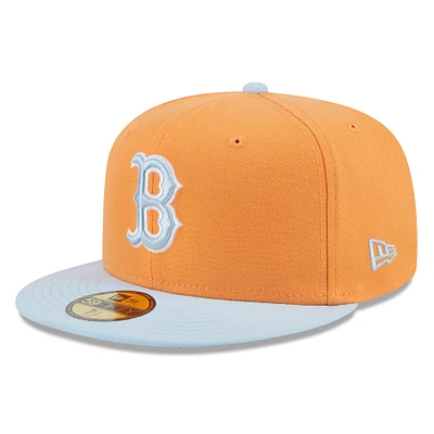 Men's New Era Orange/Light Blue Boston Red Sox Spring Color Basic Two-Tone 59FIFTY Fitted Hat