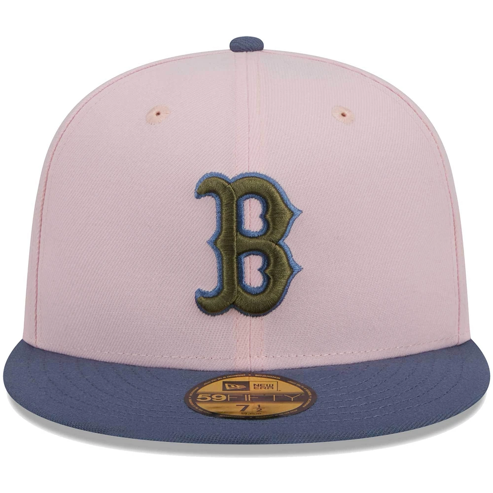 Casquette ajustée 59FIFTY avec sous-visière olive des Boston Red Sox New Era pour homme, rose/bleu