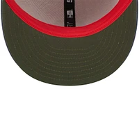 Men's New Era Pink/Blue Boston Red Sox  Olive Undervisor 59FIFTY Fitted Hat