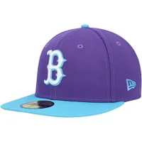 Men's New Era Blue Boston Red Sox Vice Highlighter Logo 59FIFTY Fitted Hat