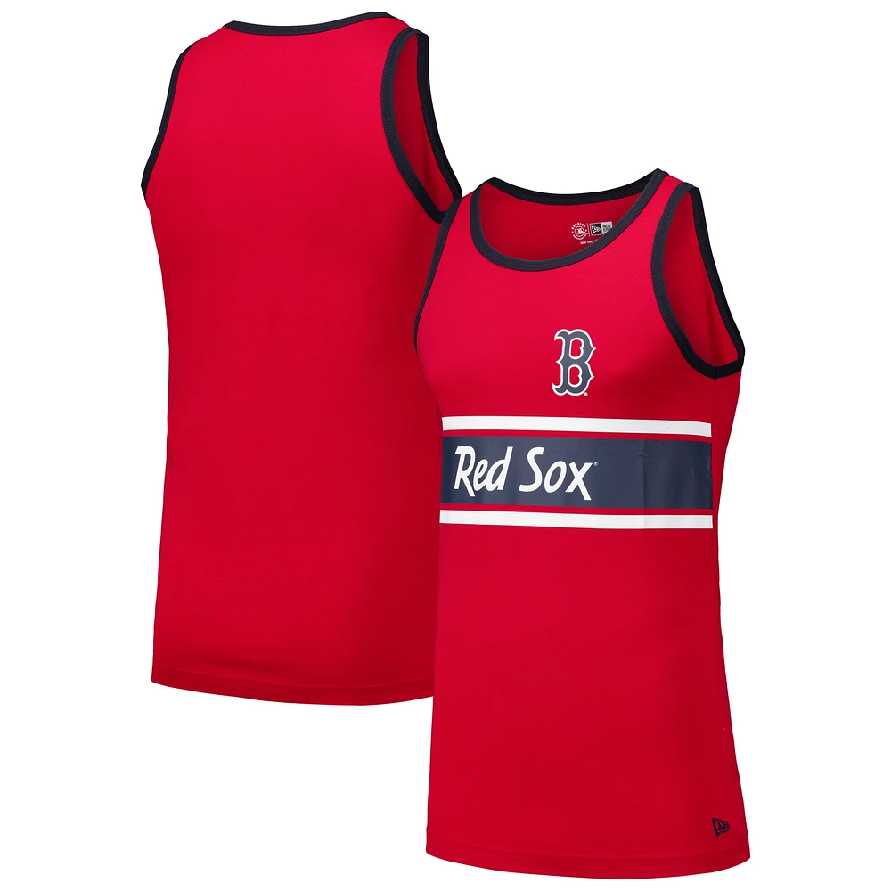 Men's New Era Red Boston Sox Jersey Ringer Tank Top