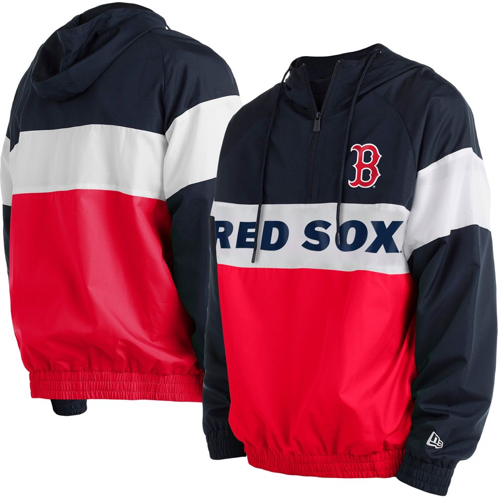 New Era Men's New Era Red Boston Sox Raglan Quarter-Zip Hoodie