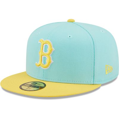 Men's New Era Turquoise/Yellow Boston Red Sox Spring Color Pack Two-Tone 59FIFTY - Fitted Hat