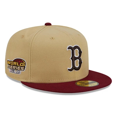 Casquette ajustée 59FIFTY New Era Vegas Gold/Cardinal Boston Red Sox pour hommes