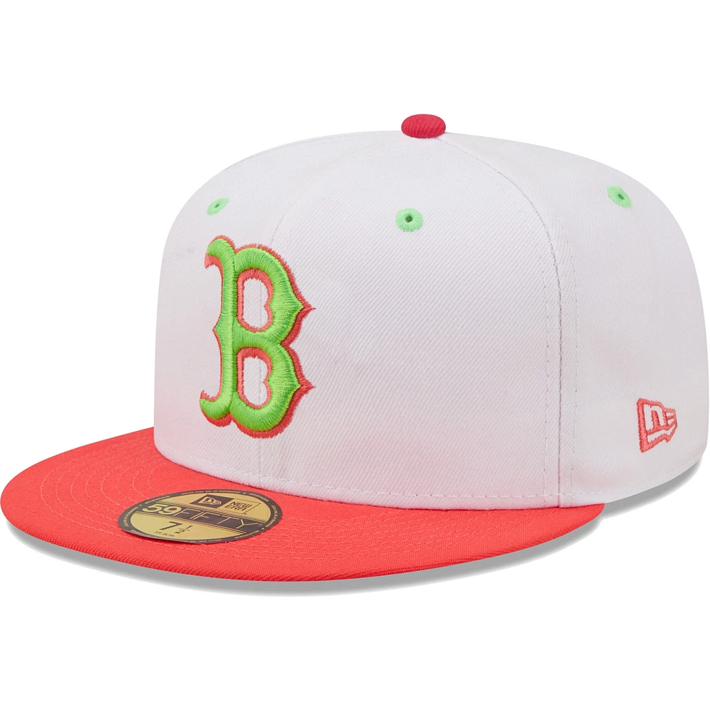 Casquette ajustée New Era Boston Red Sox 2004 World Series Strawberry Lolli 59FIFTY pour homme, blanc/corail