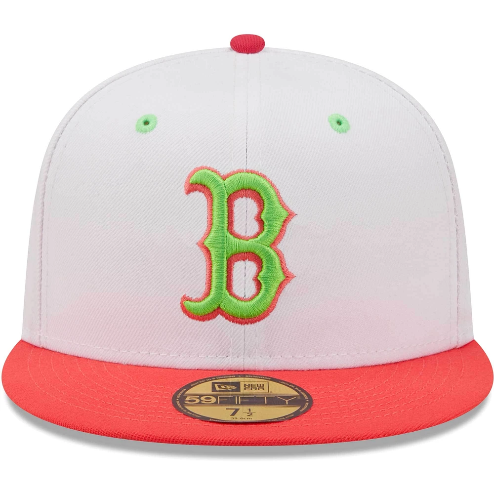 Casquette ajustée 59FIFTY pour homme des Boston Red Sox 2004 World Series Strawberry Lolli de New Era, blanc/corail