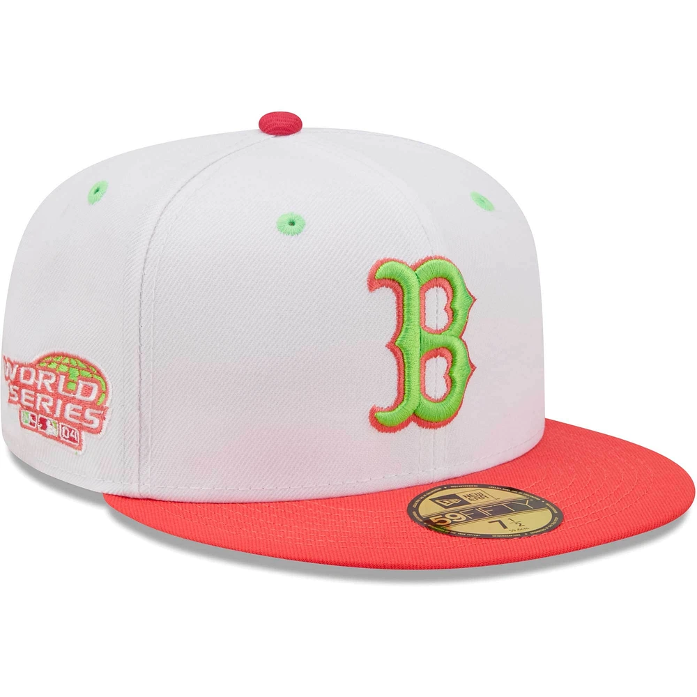 Men's New Era White/Coral Boston Red Sox 2004 World Series Strawberry Lolli - 59FIFTY Fitted Hat