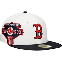 Men's New Era White/Navy Boston Red Sox Major Sidepatch 59FIFTY Fitted Hat