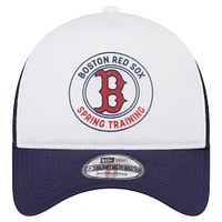 Men's New Era White/Navy Boston Red Sox Spring Training Circle Foam A-Frame 9FORTY Trucker Adjustable Hat