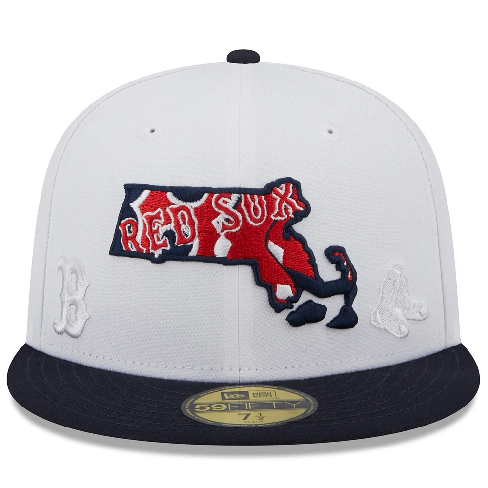 Casquette ajustée 59FIFTY State des Boston Red Sox New Era pour homme, blanc/bleu marine