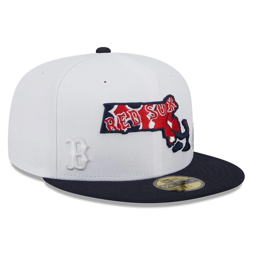 Men's New Era White/Navy Boston Red Sox State 59FIFTY Fitted Hat